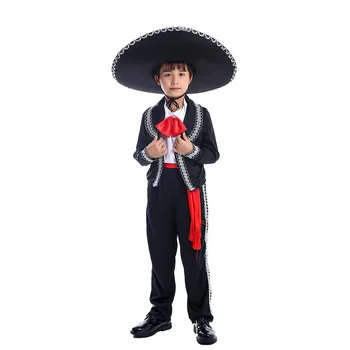Traditsioonilise Mehhiko Mariachi Amigo Tantsu Kostüüm Lapsed Lapsed Halloween Poisid Cosplay Kostüümid Festival Peorõivad Müts