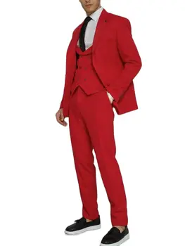 Viimane Meeste 3 Tükki Sobib Meestele Custom Made Terno Slim Fit Peigmees Custom Pulm Meeste Ülikond Masculino (Jope+Pant+Vest+Lips)