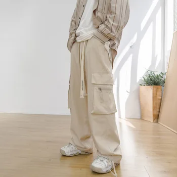 Puuvillased Cargo Püksid Meeste Mood Liiga Tasku Vabaaja Püksid Meeste Jaapani Streetwear Hip-hop Lahtised Pikad Püksid Meeste Püksid