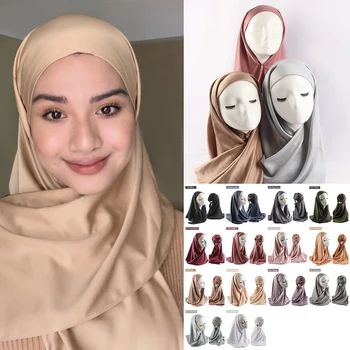 110*110cm Moslemi Naised, Matt Satiin Hijab Cap Sqaure Sall Sisemine Kork Sall Daamidele Islam Riided Headscarf