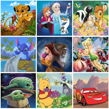 Disney 5D DIY Diamond Tikandid Cartoon Princess Lion King Lilo & Stitch Diamond Maali Kive Home Decor Kunst