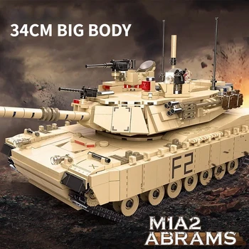 1389PCS WW2 Sõjalise M1A2 Abrams Main Battle Tank, ehitusplokid Armee Relvi Rehvi Veerepinna Tankid Tellised, Laste Mänguasjad, Kingitused