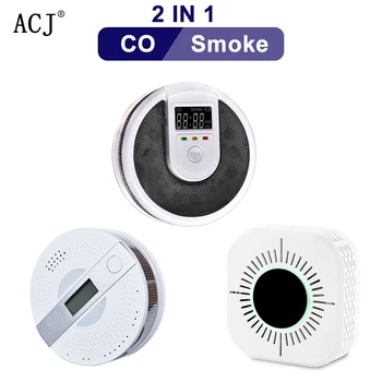 Sõltumatus Komposiit Suitsu-ja vingugaasi Anduri 2 in 1 Kõrge Tundlik Heli Alarm Sensor Home Security Kaitse