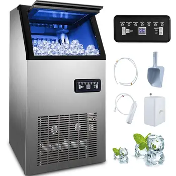 Ice Maker Machine, 132 lbs/24h Vastavalt Counter Jää Masina 22 lbs Ladustamine Home Office Restoran, Kauplus, Baar, 5x8 Kuubikud Rea