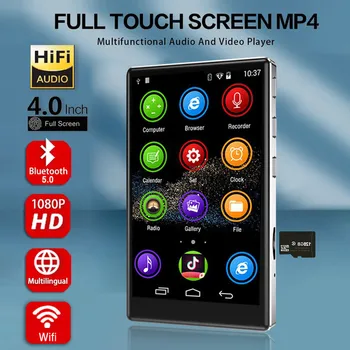 4 Tolline HD MP3-Mängija Täielik Puutetundlik 5.0 Bluetooth Walkman HiFi Heli, Muusika Walkman-FM-Raadio-Äratuskell Diktofon MP4 Mängija