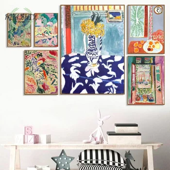 Matisse Abstraktne Maastiku Lõuendile Maali Retro Plakat Seina Art Vintage jaoks elutuba, Magamistuba Kodu Kaunistamiseks Kalligraafia