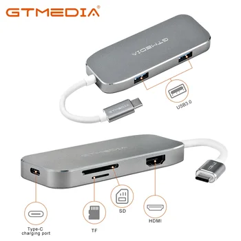 GTMEDIA 6 in 1 USB-C-HUB-Type-C-Hub Ethernet Ühendus, HDMI Type C Laadimine Sadamas 2 USB3.0 Pordid SD/TF-Kaardi Lugeja for Mac Pro