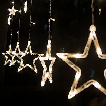 LED Kardin 2,5 M 138 LED Star Moon Haldjas Tuled Jõulud Star Light String Vanik Pulmad Kodus Isiku Sünnipäev Teenetemärgi