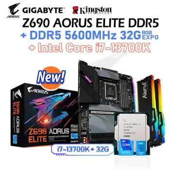 GIGABYTE LGA 1700 Z690 AORUS ELITE DDR5 Emaplaadi Kit Intel Core i7-13700K CPU 5600MHz 32G EXPO RGB Oinad Mälu PCIe 5.0 M. 2