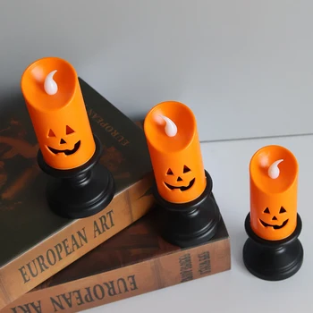 Halloween Candle Light LED Küünlajalg Lamp Kaunistused Rekvisiidid Happy Halloween Pumpkin Värviline Valgus Teenetemärgi Rekvisiidid