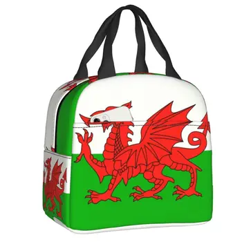 Walesi Lipu Isoleeritud Lunch Bag Naiste Veekindel Kõmri Punane Draakon Termilise Külmik Lõunasöök Tassima Office Piknik Reisi