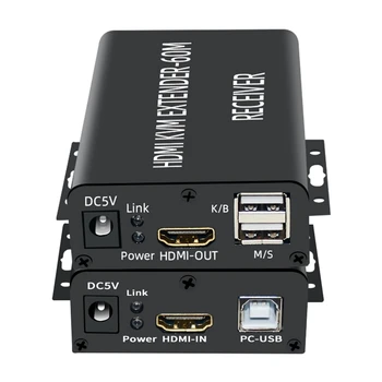 -Ühilduva KVM Extender 60M üle Cat5/6 Etherneti Kaablit 1080P USB-Audio-Video Converter for PC TV Monitor-EU Pistik