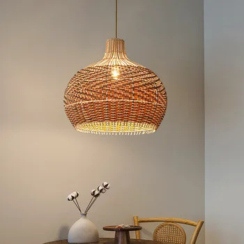 Inventar Vintage Rippuvad Lühtrid Tuled Käsitsi valmistatud Retro Rotangist Lamp LED Ripats Kerge Söögituba, Tuba Decor Restoran Peatamine