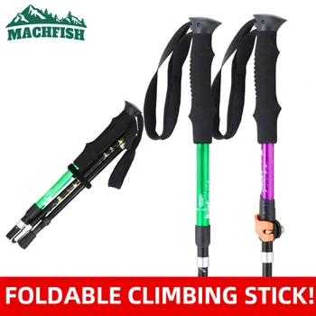 MachFish Alpenstock Ronimine 5 sõlme Ultralight Kokkuklapitavad Trekking Pole Portable Anti Shock Lumi Walking Stick Väljas Alpenstocks