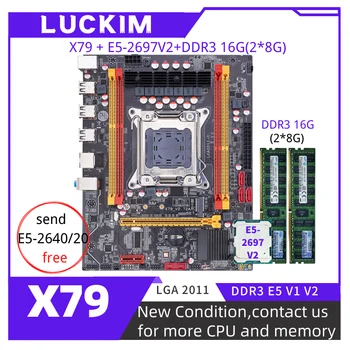 X79 Emaplaat LGA 2011 Komplekt Komplekt Koos Xeon E5-2697V2 PROTSESSOR, 16 GB(2*8G) 1333MHZ DDR3 Lauaarvuti mälu, SATA/NVME M. 2