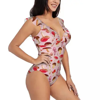 Ruffle 2023 Naiste Sexy Ühe Tükki Ujumistrikoo Supelrõivad Naine Akvarell Seene Monokini Trikoo Beachwear