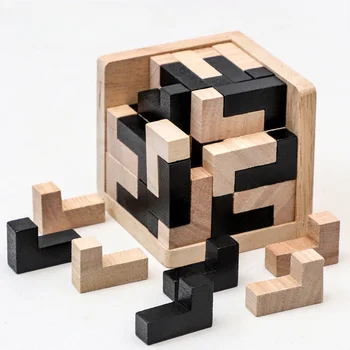 3D Puidust Kuubik Puzzle Ming Luban Blokeerimine Haridus Mänguasjad Lastele, Lapsed Aju Teaser Varase Õppe Mänguasi Kingitused