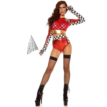 Naiste Sexy Super Racer Tüdruk Kostüüm Must Punane Auto Tüdruk Cheerleaders Ühtne Sobiks Halloween Pool Väljamõeldud Juht Tüdrukute Riided