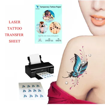 A4 Laser Tattoo shabloontrükki Raamatu hulgi Ajutine Tätoveering Üleandmine Leht Liimiga Kile DIY Tätoveering Tarvikud Tarvikud