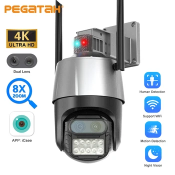 PEGATAH 8MP WiFi Valve Kaamera Dual-Objektiiv, 8X Digitaalne Suum Kaamera Värv Öise Nägemise Inimeste Avastamine CCTV Turvalisus IP Kaamera