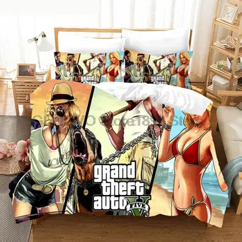 Mängu GTA Prinditud Voodipesu Komplekt Grand Theft Auto 5 Peace tekikott Padjapüür Twin Queen, King Size Anime Voodipesu Bedclothes