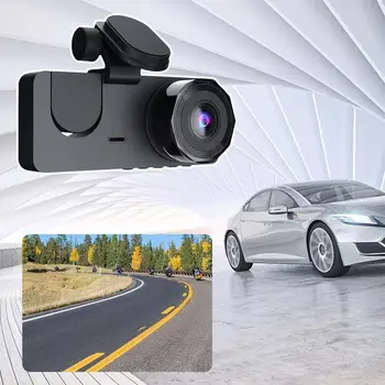 3 Channel Car DVR HD 1080P 3-Objektiivi Sees Sõiduki Kriips Videokaamera Dashcam Cam-Camera Recorder DVR Viis Kolm Video Registrator V2P1