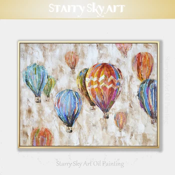 Odav Hind Kunstnik Käsitsi maalitud Kõrge Kvaliteediga Seina Art Hot Air Balloon õlimaal Lõuendil Pop Art Hot Air Balloon Maali