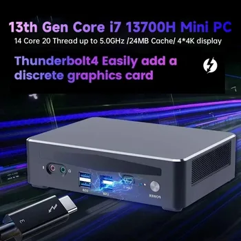 13. Gen Intel Mini Pc Core i5 1340P i7 1360P 13700H Nuc 2xLAN i225-V 2,5 G Win11 2*DDR4 4x4K Ekraan Wifi6 Thunderbolt 4