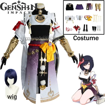 Mäng Genshin Mõju Kujo Sara Cosplay Kostüüm Parukas Halloweeni Karneval Naiste Kostüüm avec gants et chaussettes