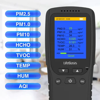 tootmine siseõhu Kvaliteedi kontrollimiseks Detektor Täpne Testimine CO2 Formaldehüüdi (HCHO) TVOC PM2.5/PM1.0/PM10 Õhu Kvaliteet