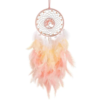 Dream Catcher Rippuvad Ornament Decor Roosa Sulg Tervendav Kristallid Dreamcatchers