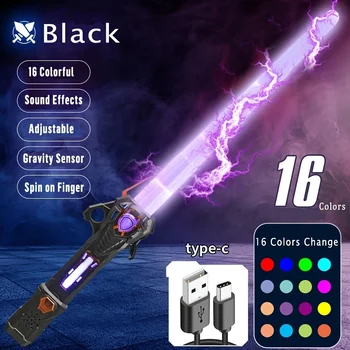 RGB Lightsaber USB Laetav 16 Värvi RGB Laser Mõõk Koos Gravity Sensor Heli Efekt Vilkuv Lightsaber Mänguasi Lastele Kingitus