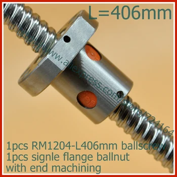 1tk Palli kruvi SFU1204 - L 406mm+ 1tk RM1204 Ballscrew Palli pähkel koos standard töötlemine BK10 / BF10