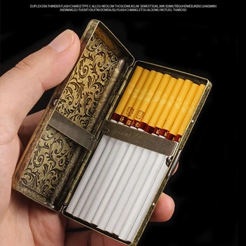 Vintage Metal Sigarettide Puhul 12/16/20pcs Võimsus Retro Antiqued Pronks Sigaret Box Väljas Sigarettide Hoidmine