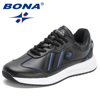 BONA 2023 Uus Disainerid Mehed Väljas Kõndides Vaba aja Tegevus Nahast Sport ShoesSneakers Mansculino Kerge Zapatillas Hombre