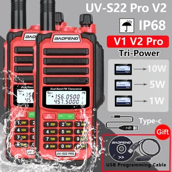 2TK BAOFENG UV-S22 Pro V1 V2 Võimas Pihuarvuti UHF-VHF Dual Band 50KM pikamaa Veekindel Walkie Talkie UV-9R Plus Raadio