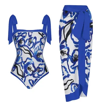 Ujumistrikoo 2023 Naine Ühes Tükis Pluss Suurus Uus Suvi Supelrõivad Kate Ups Naine Sinine Pits-up Backless Beachwear trikoo