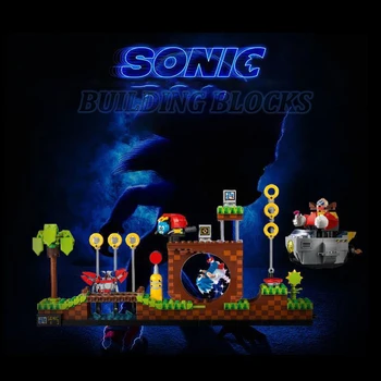Sonic The Hedgehog Green Hill Tsooni Loominguline Ehitus-LED Mänguasjad Laekuva Ehitus-ja Display-Mudel Joonis Lapsed Kingitusi