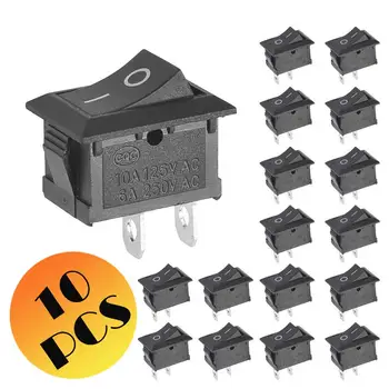 10TK Must Nupp Mini Switch 6A-10A 250V 2 Pin Snap-on/Off Mini Paadi Rocker-Lüliti KCD1-101 Lülitab SPST Lülitada Snap